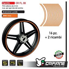 Strisce adesive nastro ruote moto ARANCIO LUCIDO 6mm cerchi 13 14 15 16 17 19 21
