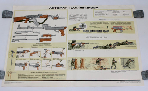 Vintage ussr poster - vintage, ak-47