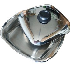 VASSOIO LASAGNERA AMC ACCIAIO INOX QUADRATO CON COPERCHIO ALTEZZA Usato 1 Volta 