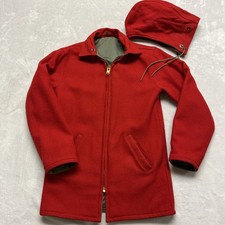 GIACCA WOOLRICH VINTAGE anni 70 reversibile lana tela militare talon zip cappuccio a scatto