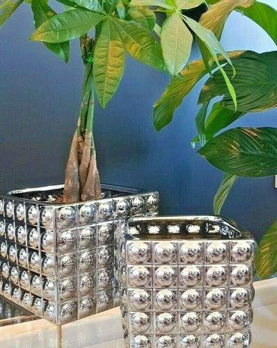Vaso fiori argento cubo