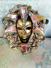 Giullare - Maschera veneziana tipica indossabile in cartapesta, cuoio e broccato