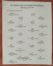 GRAN PREMIO MONACO F1 1972 GRAND PRIX ORDRE DES DEPARTS UFFICIALE LONGINES PILOT