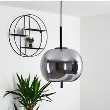Lampadario in vetro moderno stile industriale Sfera grigio fumè nero 1 LUCE
