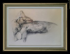 ARTE ITALIA META' 900 grande93x124 tecnica mista ABBRACCIO RENZO VESPIGNANI ROMA