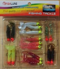 SET 34 PZ TESTINE PIOMBATE +FALCETTI,  SPINNING,GOMME TROTA PERSICO AFISHLURE 