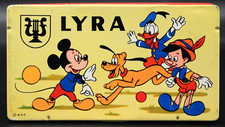 RARA latta pubblicitaria Lyra Orlow Walt Disney Topolino Pinocchio Paperino
