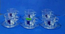 690-SERVIZIO DI 6 TAZZE+ 6 PIATTINI DA CAPPUCCINO' IN VETRO LUIGI LAVAZZA NUOVE