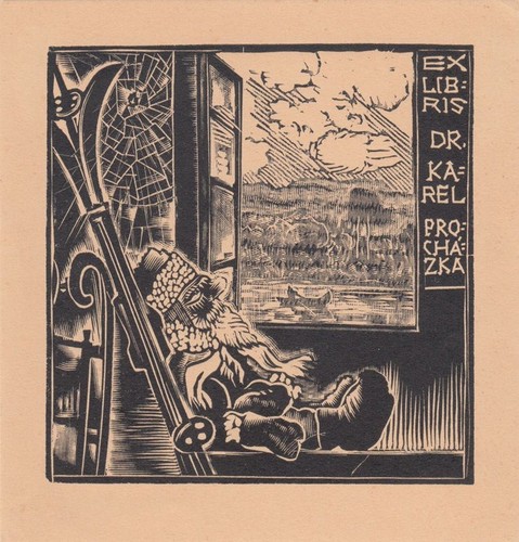 Exlibris bookplate holzstich - exlibris,