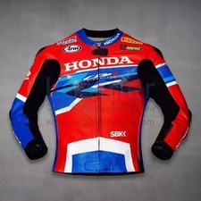 New Honda Motorcycle Leather Racing Jacket Men Biker Motorsports Armor Ce