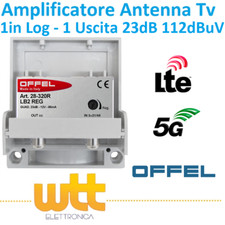 AMPLIFICATORE ANTENNA TV LOGARITMICA DA PALO FILTRO LTE/5G 20dB REGOLABILE 2 ING