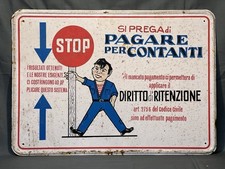 Insegna vintage in lamiera “Si prega di pagare per contanti” – Anni ’60