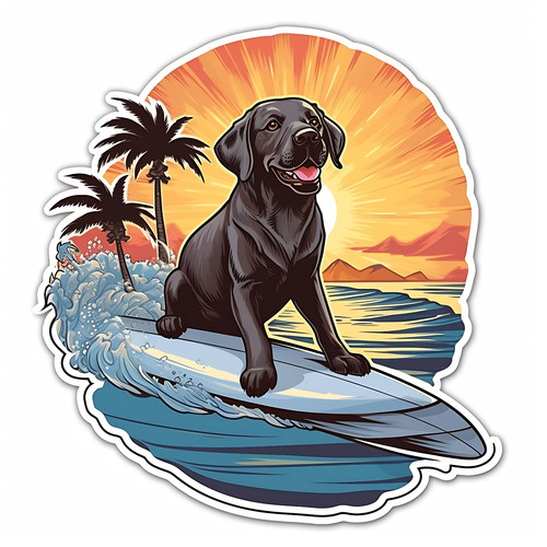 Adesivo auto cane surf cani