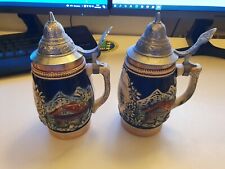 Boccali birra Heiligenblut Austria in ceramica con coperchio in peltro