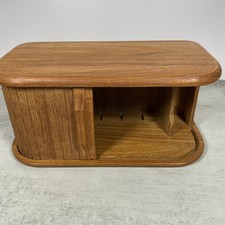 Organizer tavolo scrivania Kalmar Tambour piano rotolo legno teak MCM vintage 10,5" x 5,5" x 5"