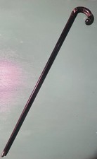 Antico Bastone Da Passeggio In Legno Con Manico In Corno Anni 30