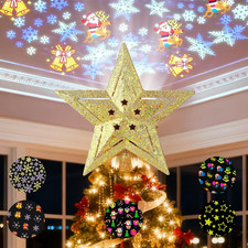 Puntale Albero Di Natale, Stella Luminosa per Albero Di Natale Con Rotante Luci 