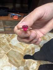 Anello cuore “Dodo” oro rosa e rubino sintetico Taglia 10