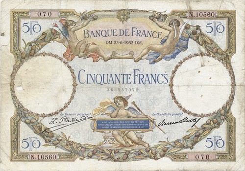 Banconota francia franchi - banconota, 50