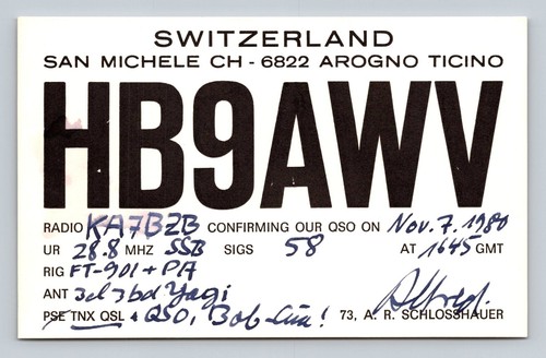Radioamatore qsl qso - radioamatore, hb9awv