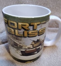 Fort Bliss Coffee Cup Mug Glass With Tanks. Texas. 12 Ounces.