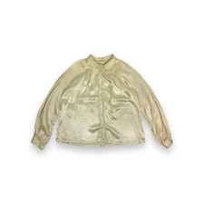 Vintage anni 70 Gunne Sax avorio raso Peter Pan collare con bottoni