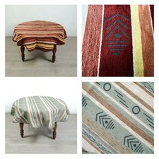 Coppia tovaglie rotonde tessuto spesso a righe con trama etnica diametro 170 cm