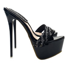 Zoccoli sexy neri - zoccoli, strass