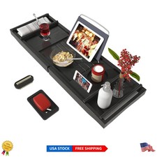 Vassoio da bagno versatile - organizer in bambù per bevande e elementi essenziali da bagno