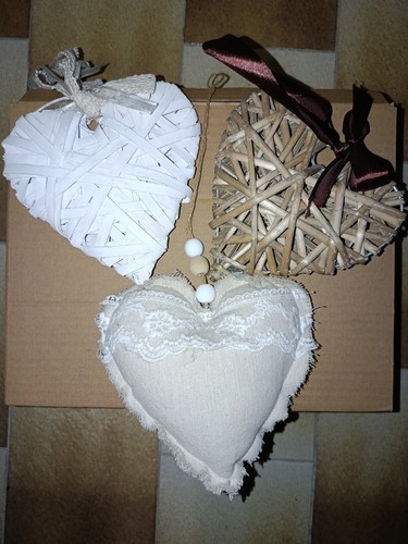 Set pezzi cuore - legno, e