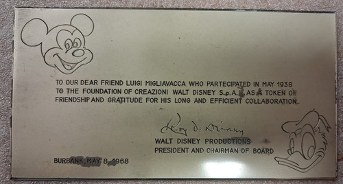 Rara targa commemorativa - targa, walt