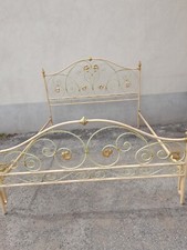 LETTO MATRIMONIALE FERRO BATTUTO - LACCATO COLOR PANNA E DECORI DORATI - 1940