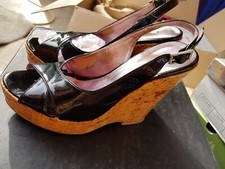 lotto 1702 scarpe sandali donna neri lucidi zeppa