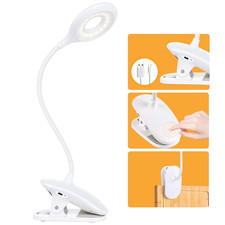 Lampada Da Scrivania Led Con Clip 3 Livelli Dimmerabili USB Ricaricabile 360° Fl