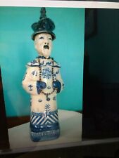 ANTICA STATUINA ORIENTALE "IMPERATORE" CERAMICA, SMALTATA, FIRMATA 15 1/4"H, 2,4 lb...