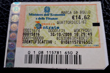 OTT 2009 SPLENDIDA    MARCA  da BOLLO  da Euro 14,62  ( 14,62) USATA  30.10.2009