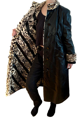 Cappotto vintage maxi - , pelle