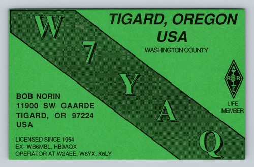 Ham radio qsl card w7yaq - card,