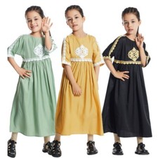 Abito estivo manica corta Abaya Kaftano Dubai Jalabiya vestito estivo ragazza musulmana