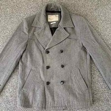 GIACCONE TRENCH LANA BURTON GRIGIO -L- PEACOAT JACKET WOOL DOUBLE BREASTED GREY