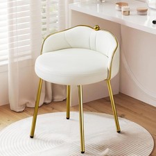 Sgabello Trucco Moderno Sgabello Basso Design Conchiglia con Base in Metallo Oro