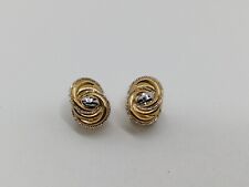 ORECCHINI A BOTTONE IN ORO BIANCO E GIALLO 18KT 750 4,8 GRAMMI (4882)