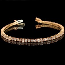 TENNIS BRACCIALE ORO ROSA 14KT BRILLANTI BIANCHI 3.90 CT CERTIFICATO
