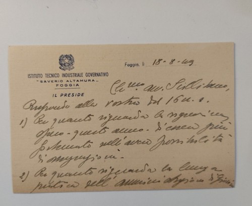 Cartolina 1949 istituto - 1949,
