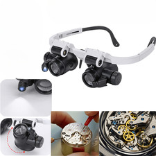 Occhiali Lente Ingrandimento LED Gioielliere Orologiaio 8X 15X 23X Regolabile