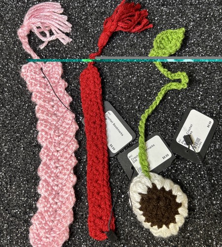 Crochet bookmark flower stem - flower,