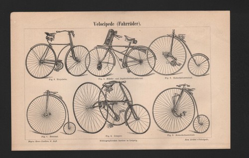 Litografia 1890 velocipedo - litografia, 1890: