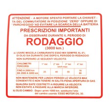 TARGHETTA ADESIVO RODAGGIO