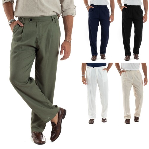 Pantaloni uomo lino - lino, baggy