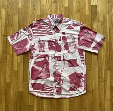 Camicia A Maniche Corte Vintage Basic Anni 90 Stampa Marina Militare Americana